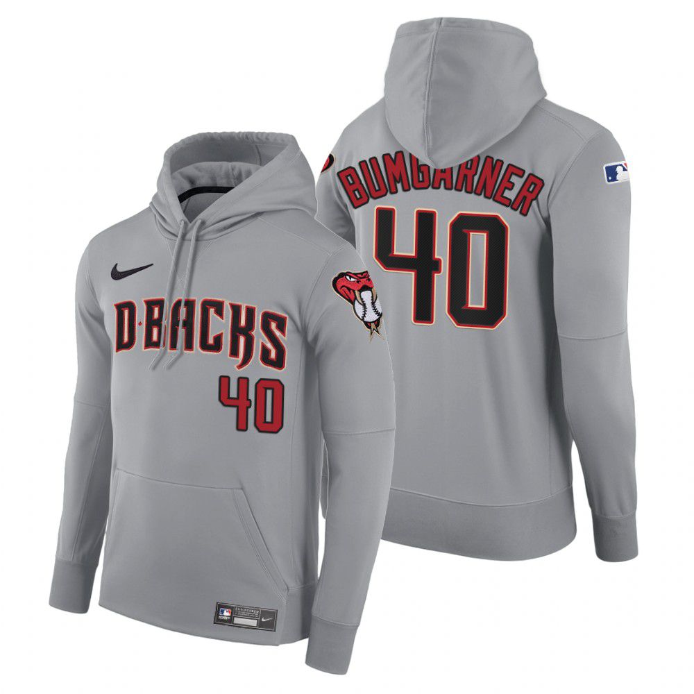 Men Arizona Diamondback 40 Bumgarner gray road hoodie 2021 MLB Nike Jerseys